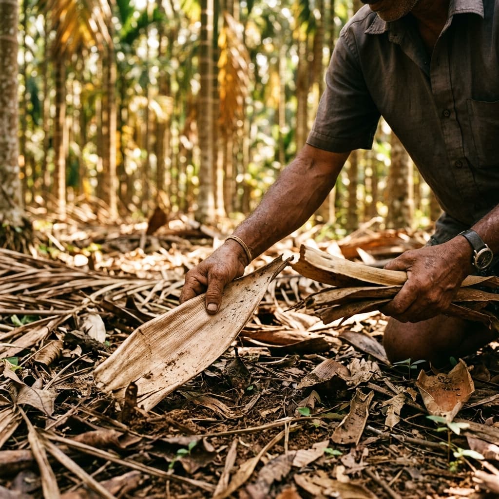 Collecting fallen leaf sheaths